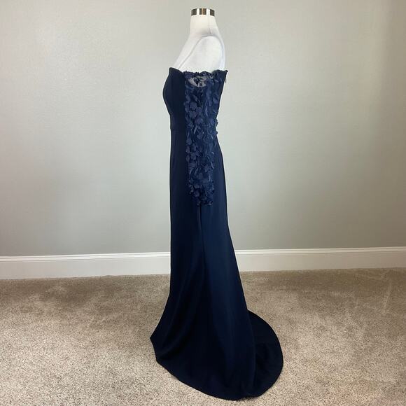 Eliza J Women's Off the Shoulder Long Sleeve Evening Gown Blue Size 6 Formal - Picture 5 of 13